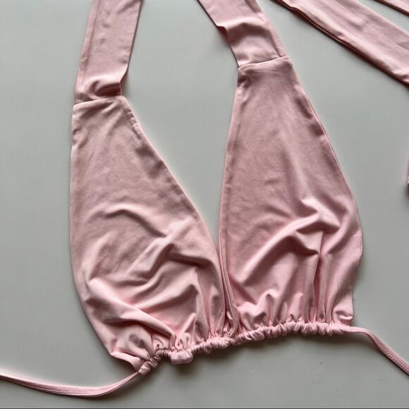 Beginning Boutique Niomi Wrap Tie Crop Top in Baby Pink - Picture 3 of 11